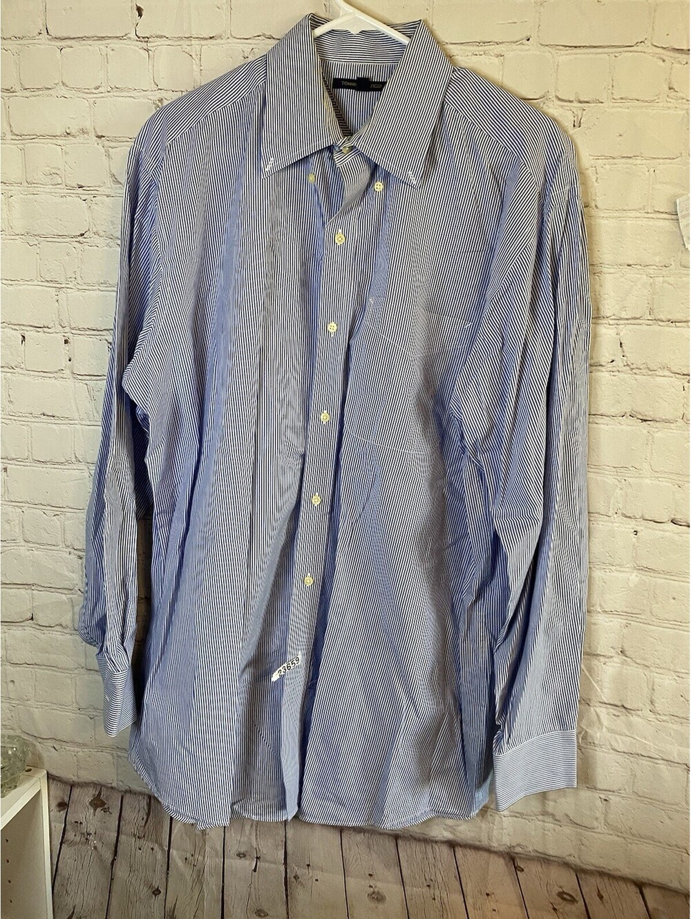 Tommy Hilfiger Label Dress Shirt (16/34) Cuff Men's Size Large